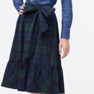 J. Crew Navy and Green Plaid A-Line Skirt Preppy
